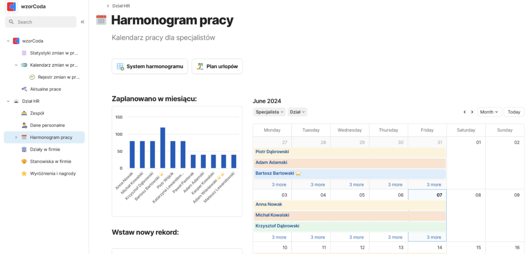 Harmonogram pracy w coda.io